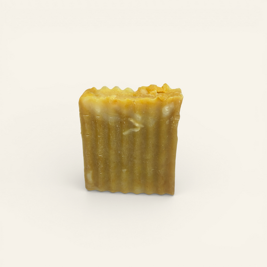 Turmeric Cleansing Bar on beige background 